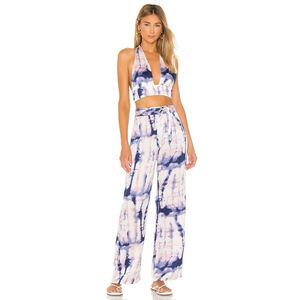 Superdown‎ Nicky Tie Dye Pant Side zip Purple Blue Size M